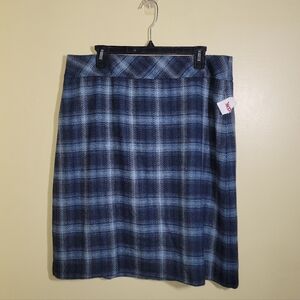 New Talbot's Blue Wool Plaid Skirt 16